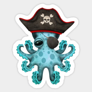 Cute Blue Baby Octopus Pirate Sticker